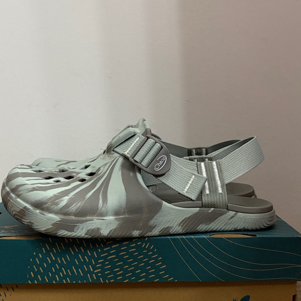 Chaco Gray Patterned Clogs With Adjustable Strap - image 1